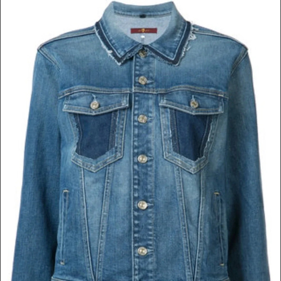 7 For All Mankind Raw Edge Collar Denim Jacket NWT - Picture 6 of 8